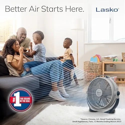 Close up of the Lasko fan control dial and head tilt