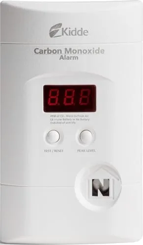Overview of the Kidde Carbon Monoxide Detector, Plug-In with 9V Battery Backup, Digital