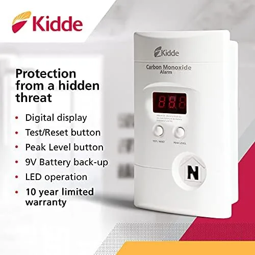 Close look at the Kidde Carbon Monoxide Detector, Plug-In with 9V Battery Backup, Digital build quality