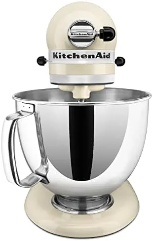 Close up of the KitchenAid Artisan bowl, beater, and tilt head mechanism