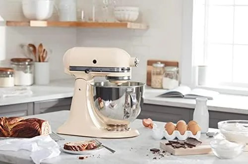 A batch of bread dough being kneaded with the KitchenAid Artisan dough hook