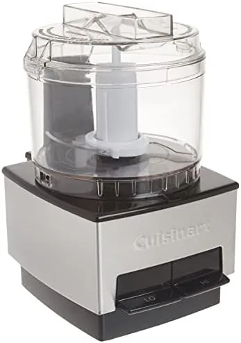 The Cuisinart Mini Prep food processor in silver on a kitchen counter