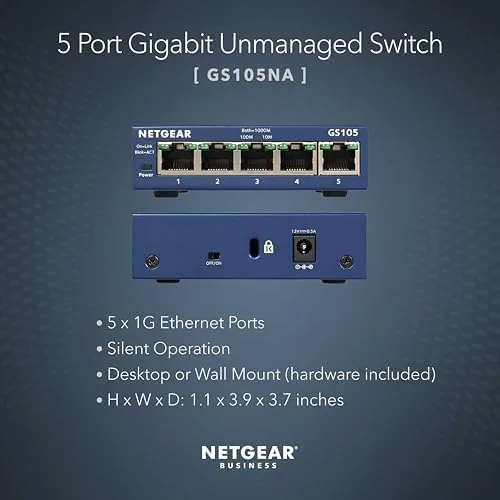 Close look at the NETGEAR 5-Port Gigabit Ethernet Unmanaged Network Switch (GS105NA) | Desktop build quality