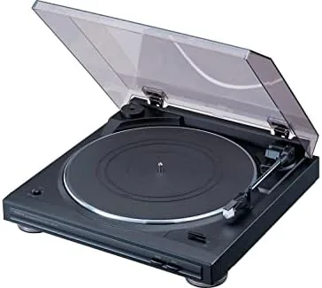 Denon DP-29F turntable in a living room audio setup
