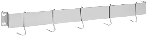Cookware hanging from the eight hooks of the Cuisinart pot rack