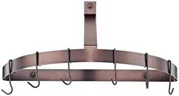 The oval pot rack compared with a half-circle wall rack side by side