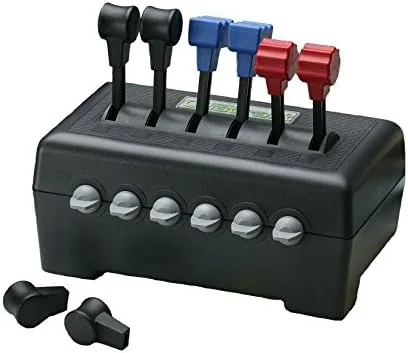 The CH Products throttle quadrant with its three levers on a desk