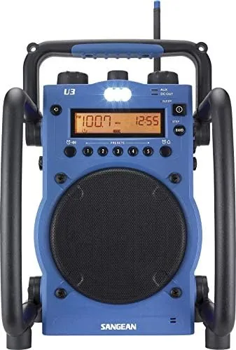 Close look at the Sangean U3 AM/FM Ultra Rugged and Water Resistant Digital Tuning Radio Blue/black build quality