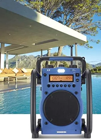 Another view of the Sangean U3 AM/FM Ultra Rugged and Water Resistant Digital Tuning Radio Blue/black