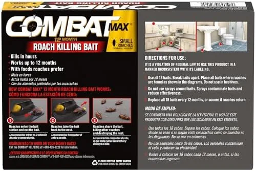 The Combat Max 12 Month Roach Killing Bait, Small Roaches, Kill compared in context