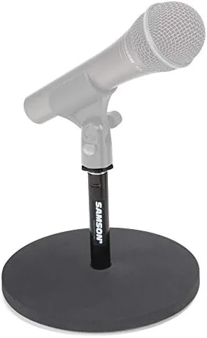 Close look at the Samson MD5 Desktop Microphone Stand | Straight tabletop microphone stand build quality