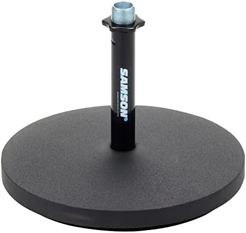 The Samson MD5 Desktop Microphone Stand | Straight tabletop microphone stand in real use