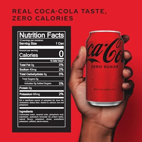 Close up of the Coca-Cola Zero Sugar can design and branding