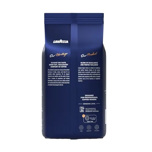 Freshly ground Lavazza Super Crema coffee in a portafilter
