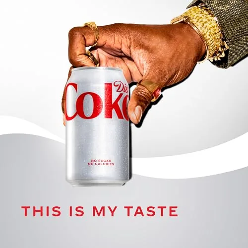 Close up of the Diet Coke can nutrition panel showing zero calories and 46 mg caffeine