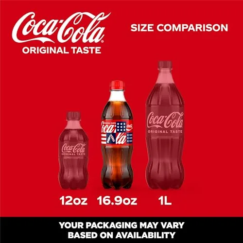 Close up of the Coca Cola bottle label and nutrition panel