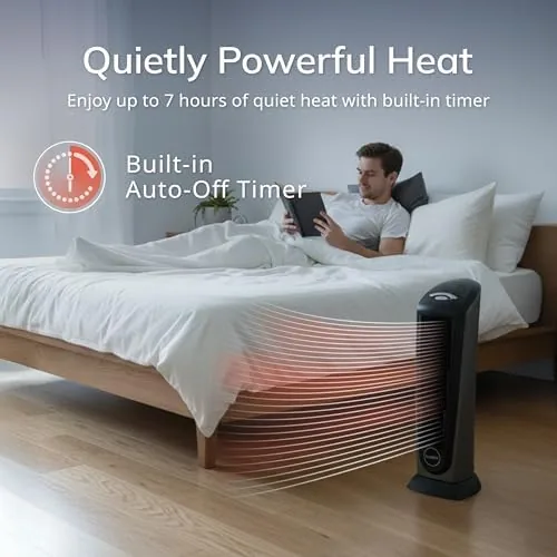 Lasko tower heater next to a small radiant heater for comparison