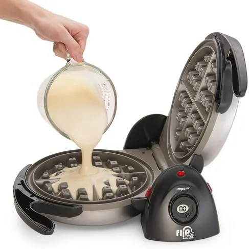 The machine flipped over mid cook to redistribute the batter