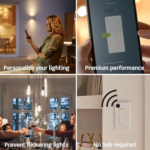 My Leviton app showing the dimmer control screen on a phone