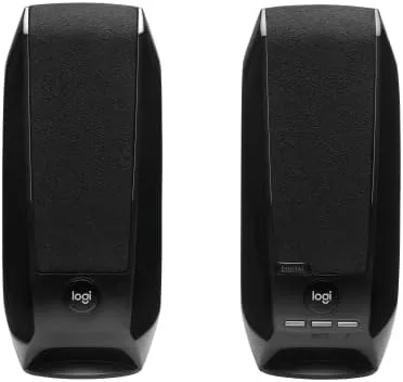Close up of the volume knob and mute button on the right S150 speaker