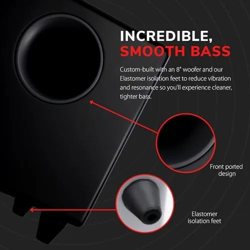 The Audioengine S8 Powered Subwoofer ,  250W Wireless-Ready 8-Inch Bass Speaker compared in context