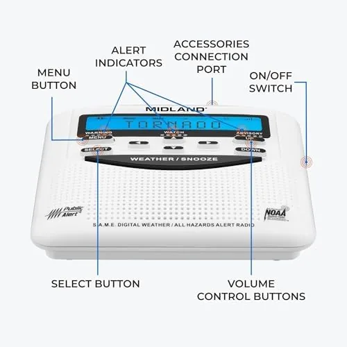 The Midland - WR120B - NOAA Emergency Weather Alert Radio | compared in context