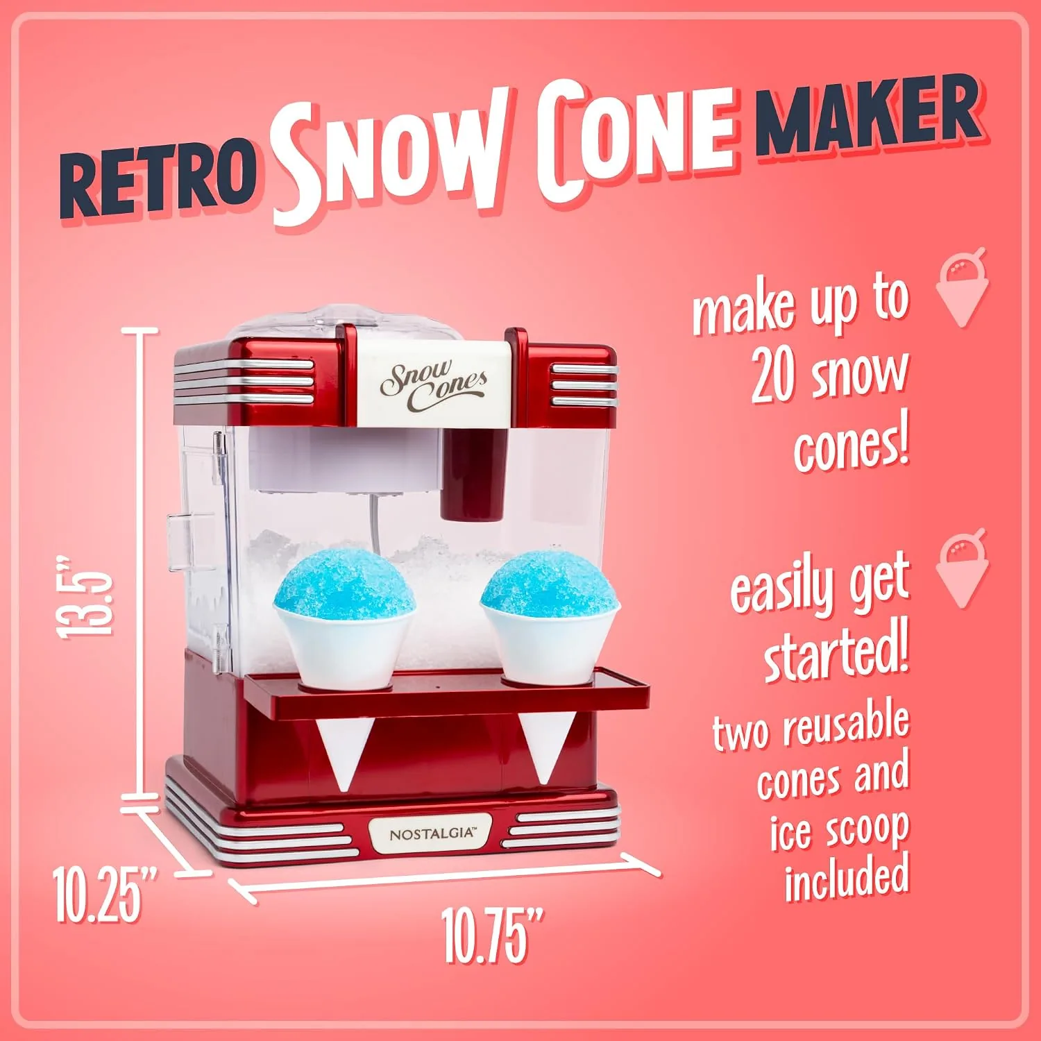 Close up of the ice chute and shaving blade on the Nostalgia machine