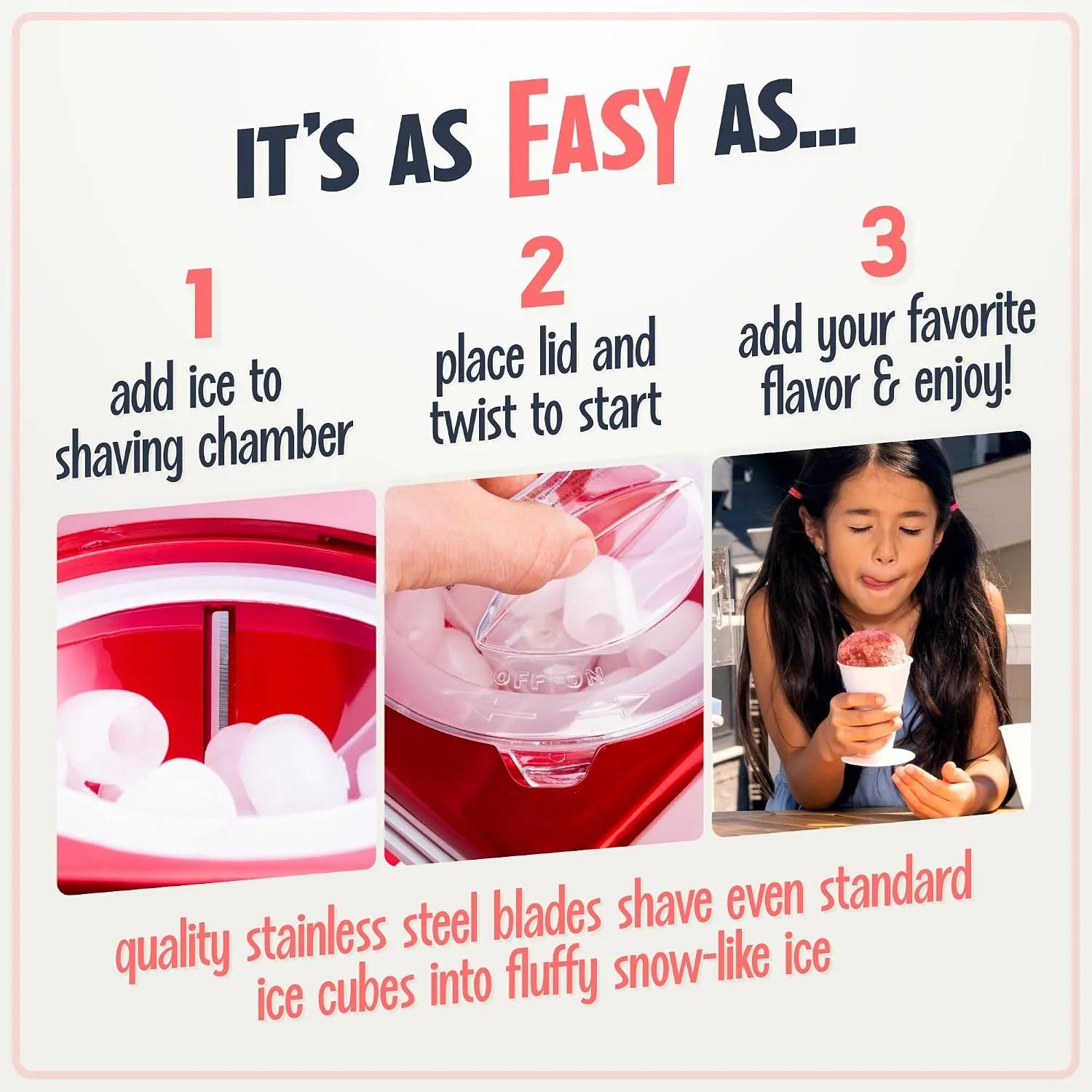 Kids enjoying shaved ice cones made with the Nostalgia machine