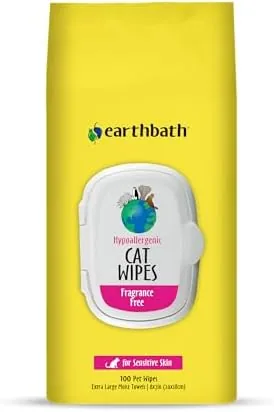 The sealed tub of earthbath grooming wipes on a kitchen counter
