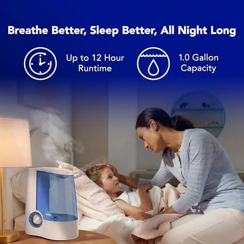 The Vicks Warm Mist Humidifier for Small to Medium Rooms, White in real use