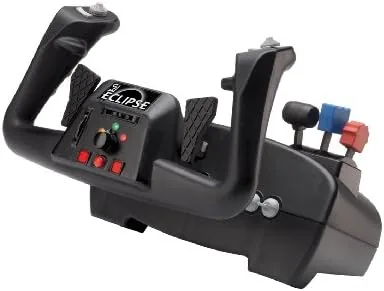 The CH Products Eclipse Yoke on a desk with its integrated throttle