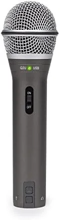 A close up of the microphone grille and the XLR and USB ports underneath