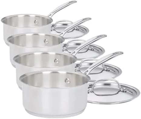 A single portion of rice cooking in the small saucepan