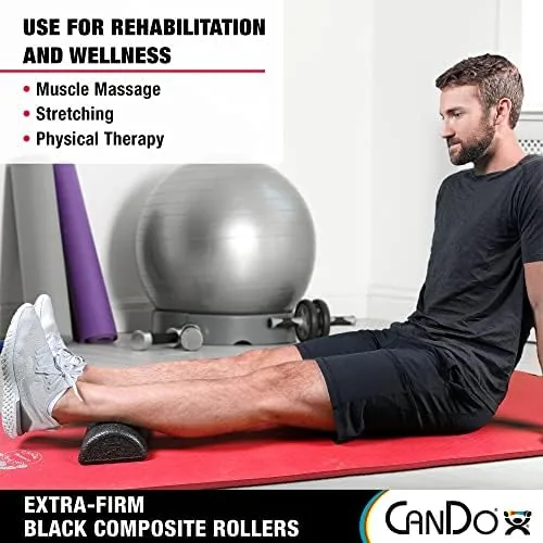 The CanDo Black Composite High-Density Roller, Half-Round, 6"" X 36 in real use