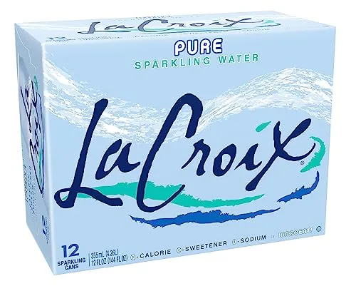 Rows of La Croix Pure sparkling water cans from the 12 pack