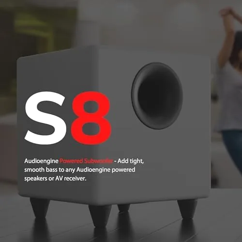 The Audioengine S8 Powered Subwoofer ,  250W Wireless-Ready 8-Inch Bass Speaker compared in context