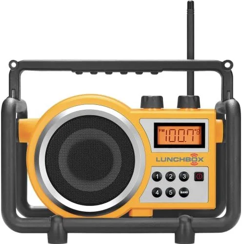 Close look at the Sangean LB-100 AM FM Radio Ultra Rugged Compact Yellow build quality