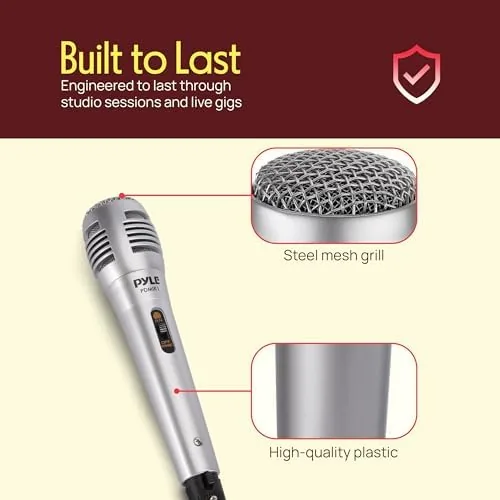 Another view of the Pyle Wired Dynamic Microphone, Uni-Directional, Handheld Mic with Pop Filter