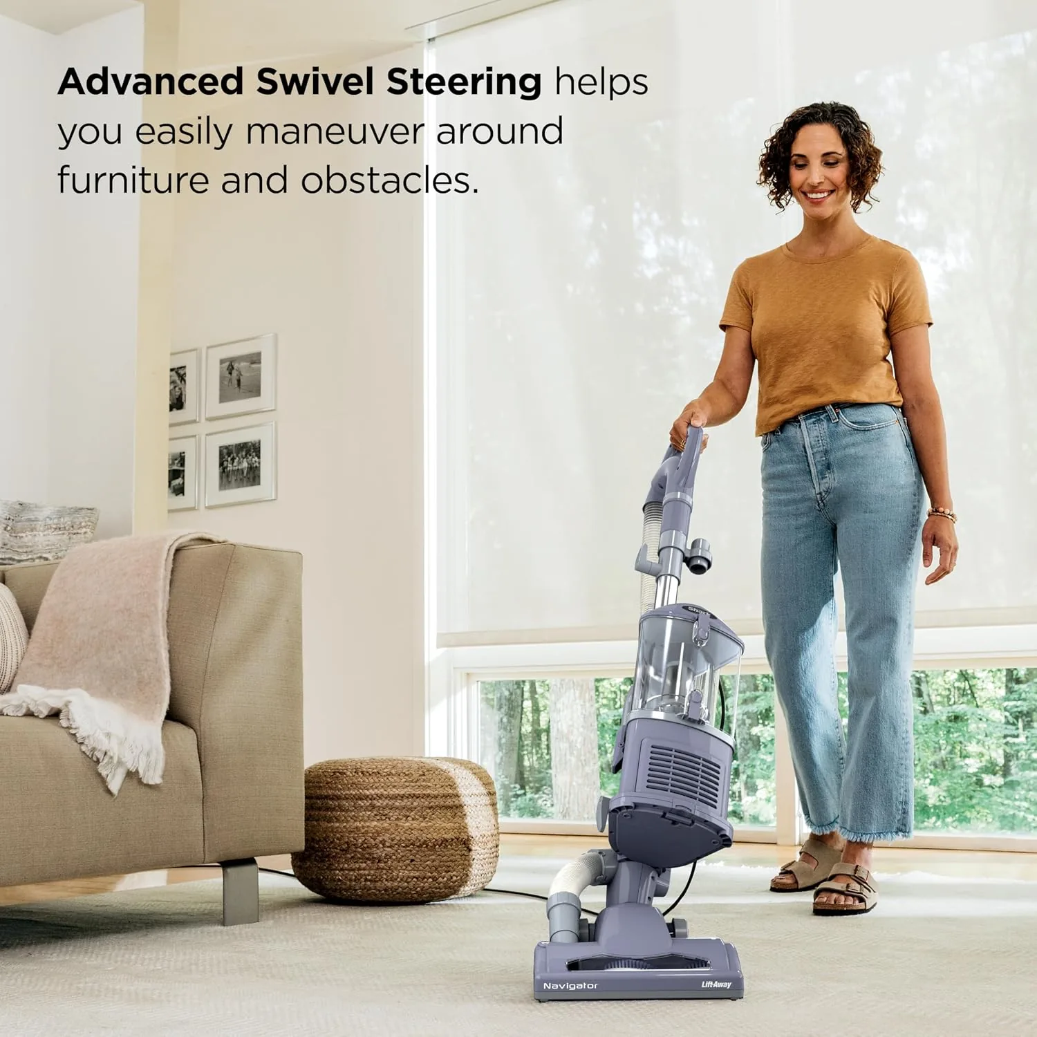 The NV352 upright vacuum next to a cordless stick vacuum and a canister vacuum