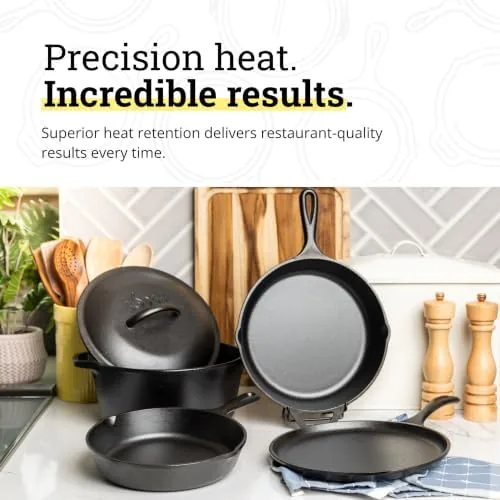 Lodge cast iron skillet compared with a nonstick frying pan