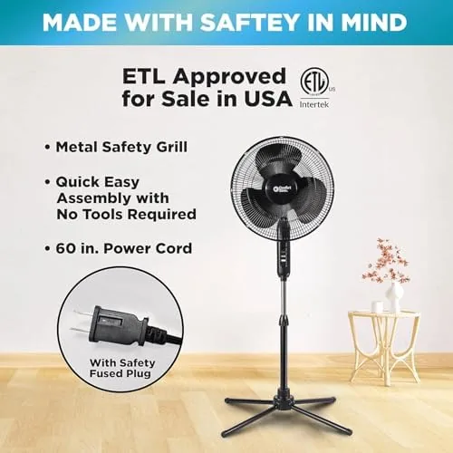 The telescoping pole of the Comfort Zone pedestal fan extended