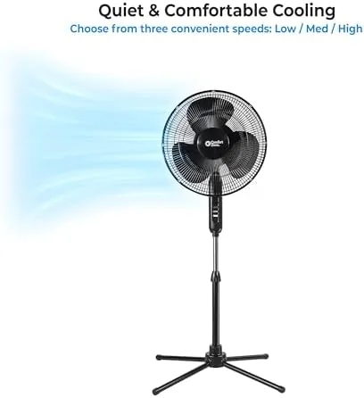 Testing the Comfort Zone pedestal fan on its lowest speed setting