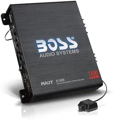 BOSS R1100M monoblock amplifier on a workbench
