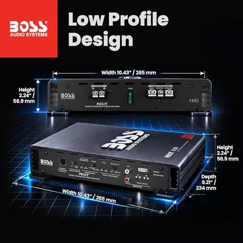 BOSS R1100M installed in the trunk with a 10 inch subwoofer