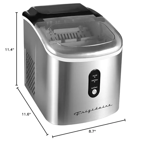 A stopwatch next to the ice maker as cubes drop into the basket during testing