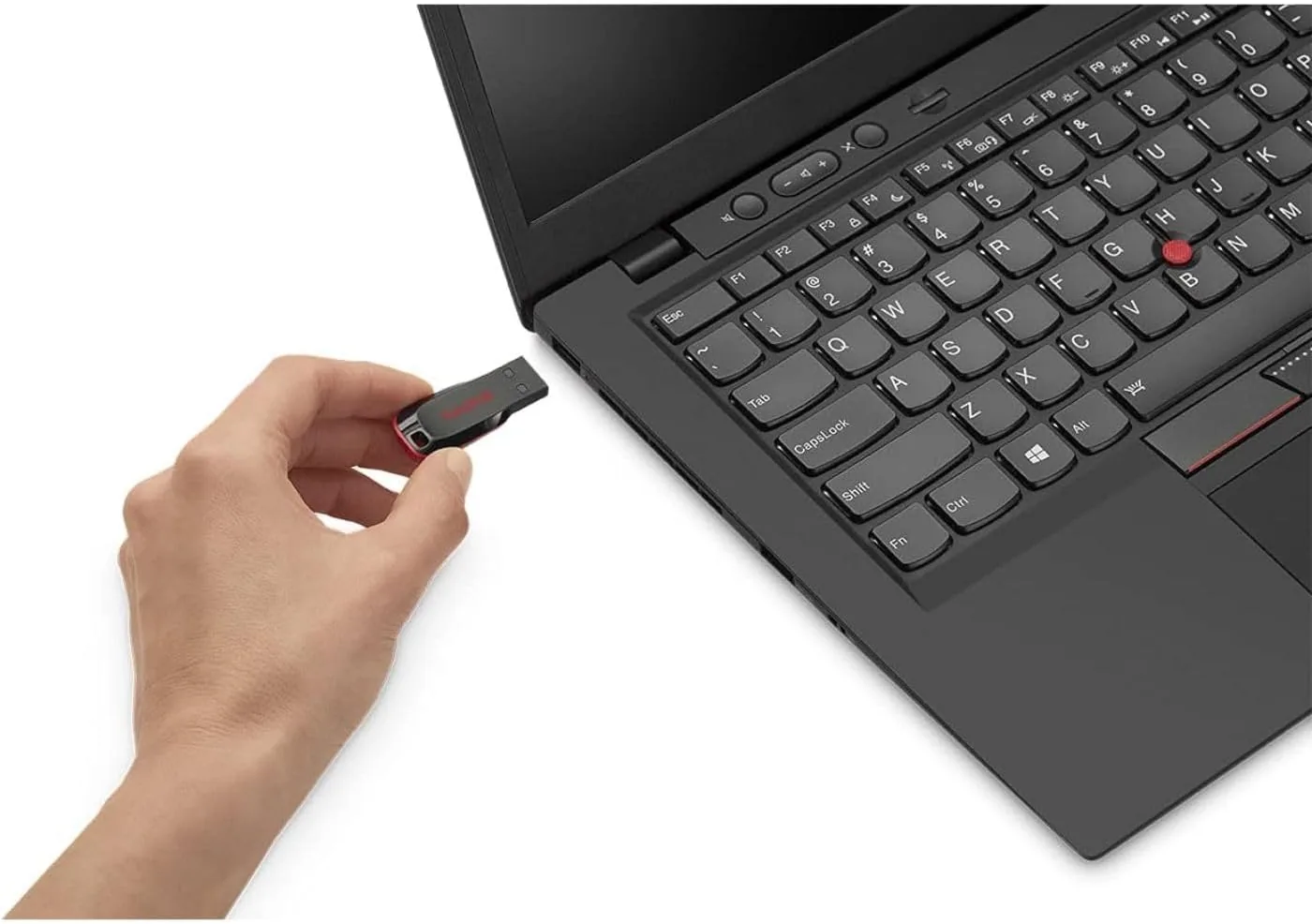 The USB connector extended and ready to plug into a laptop port