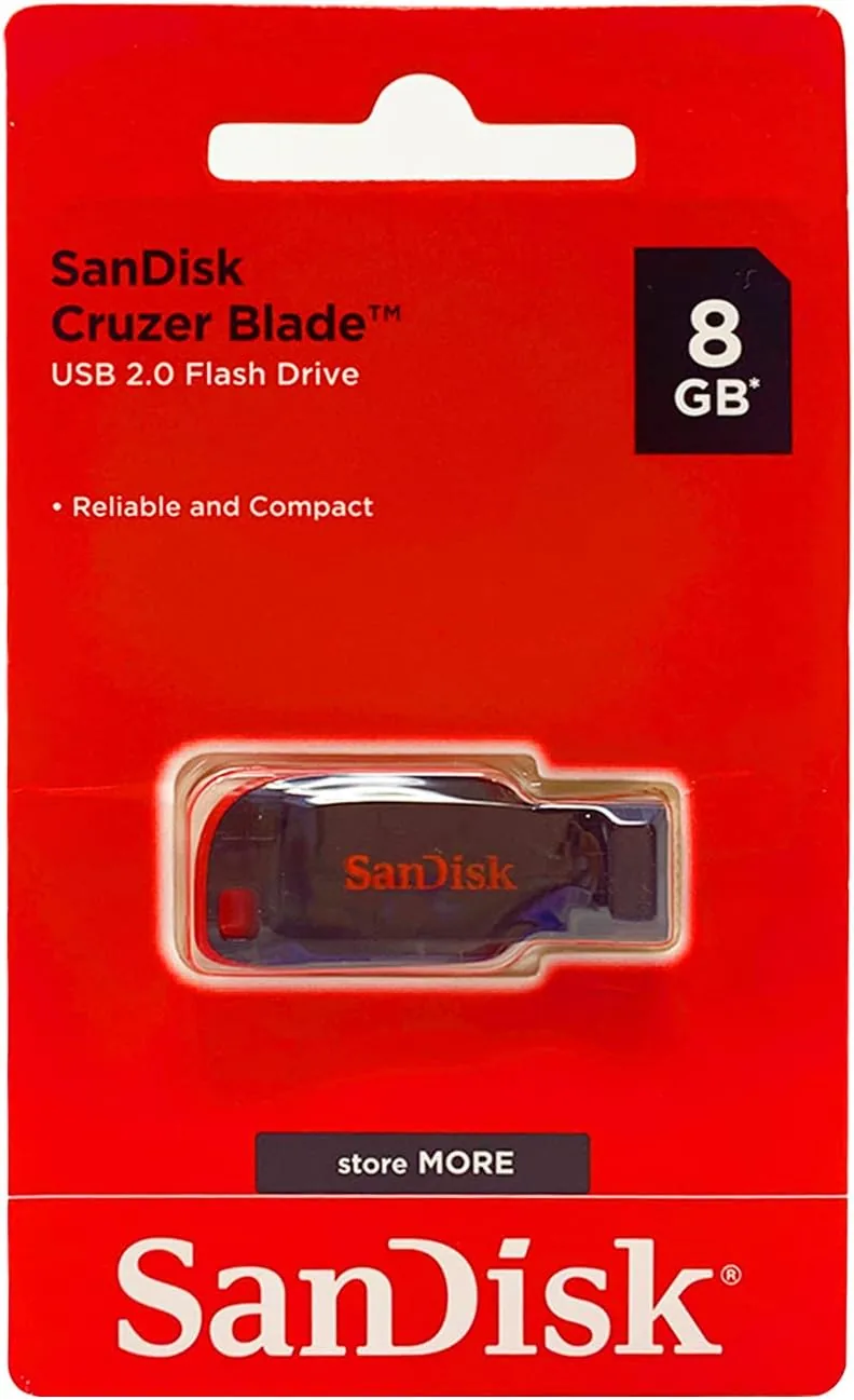 The flash drive plugged into a keychain with the slider closed
