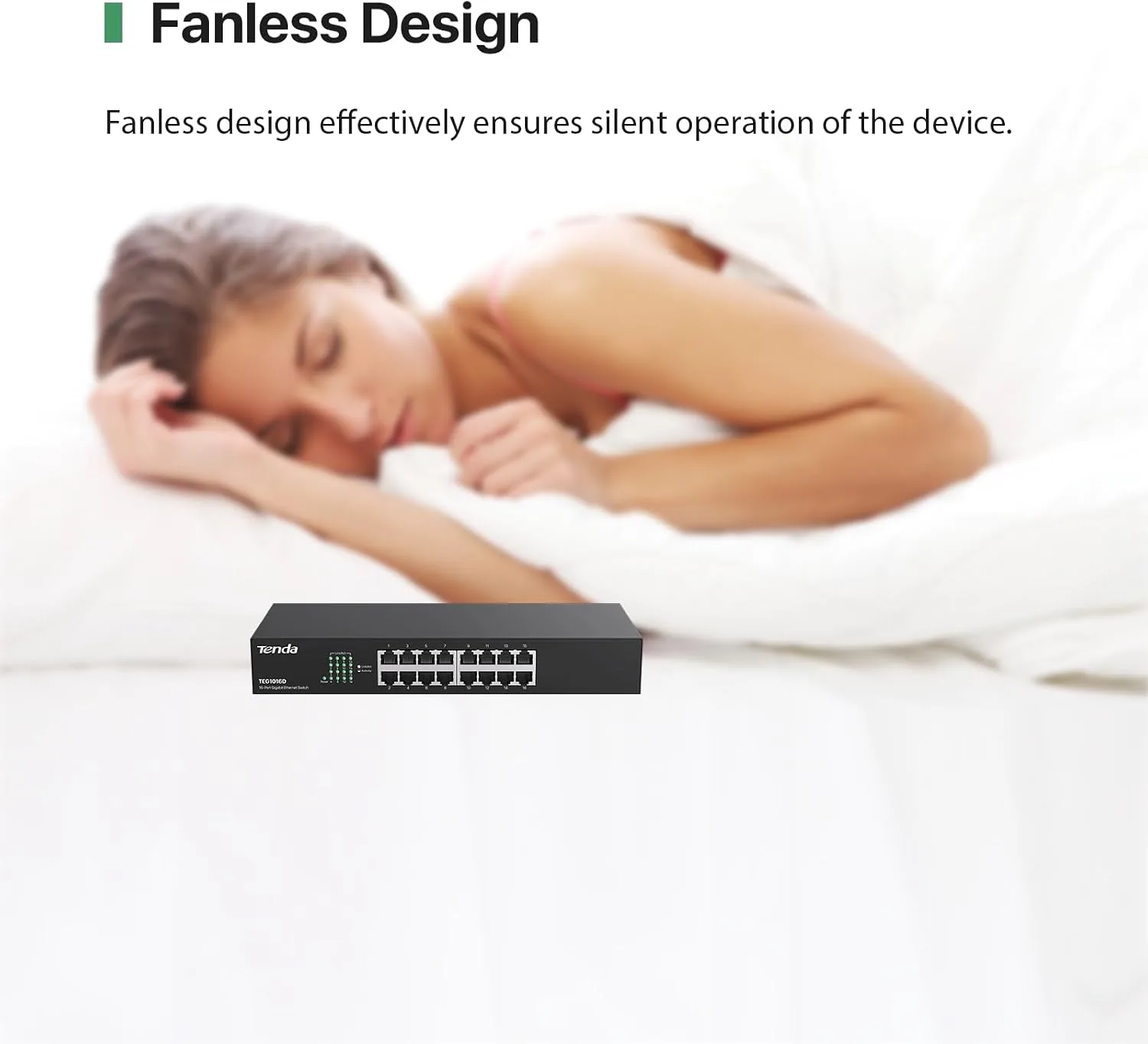 The switch sitting on a shelf in a home office with cables managed