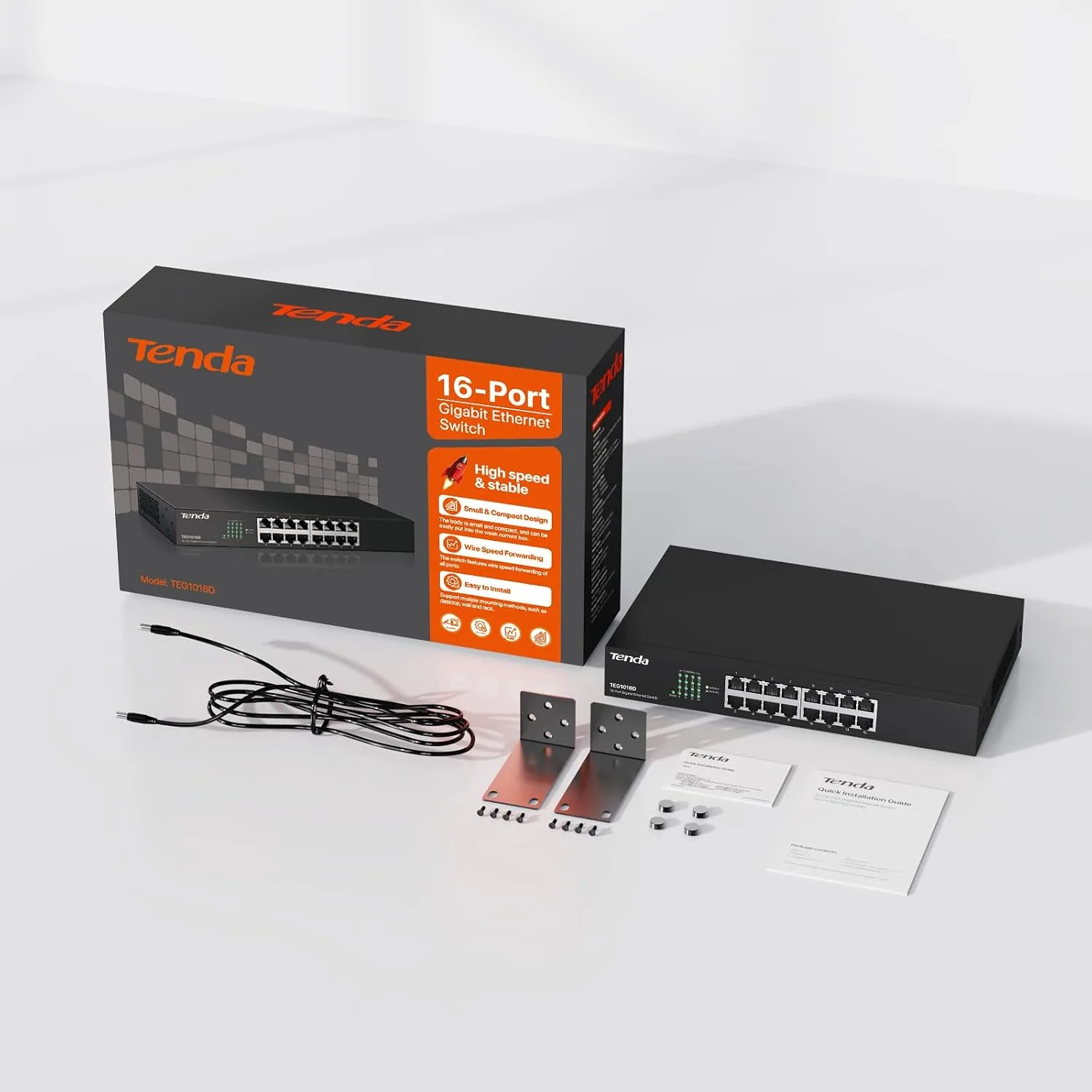 The switch with a connected laptop running a network transfer test