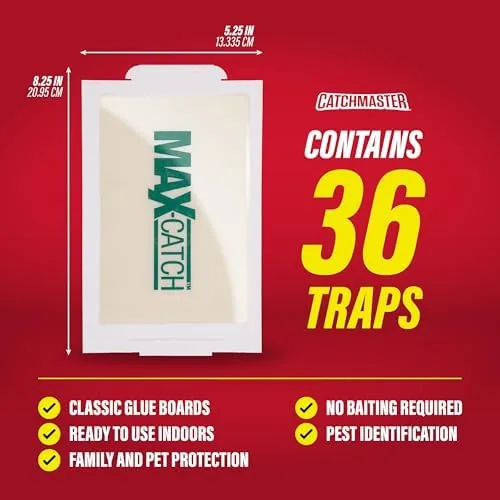Close look at the Catchmaster Max-Catch Glue Traps 36pk, Sticky Mouse Traps Indoor for build quality